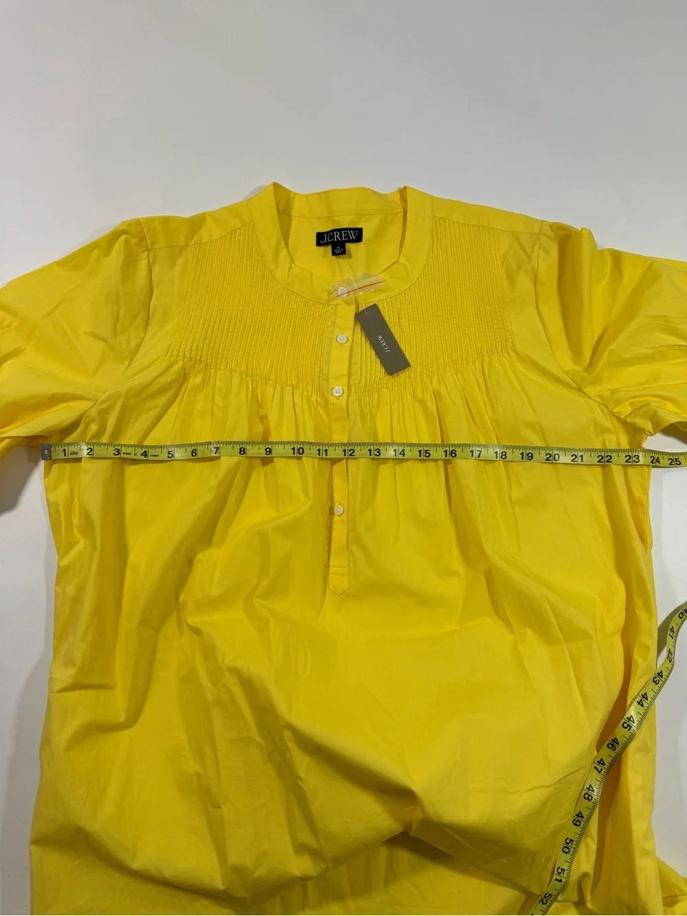 New J Crew Short Sleeve Mini Shirt Dress Cotton Poplin Yellow